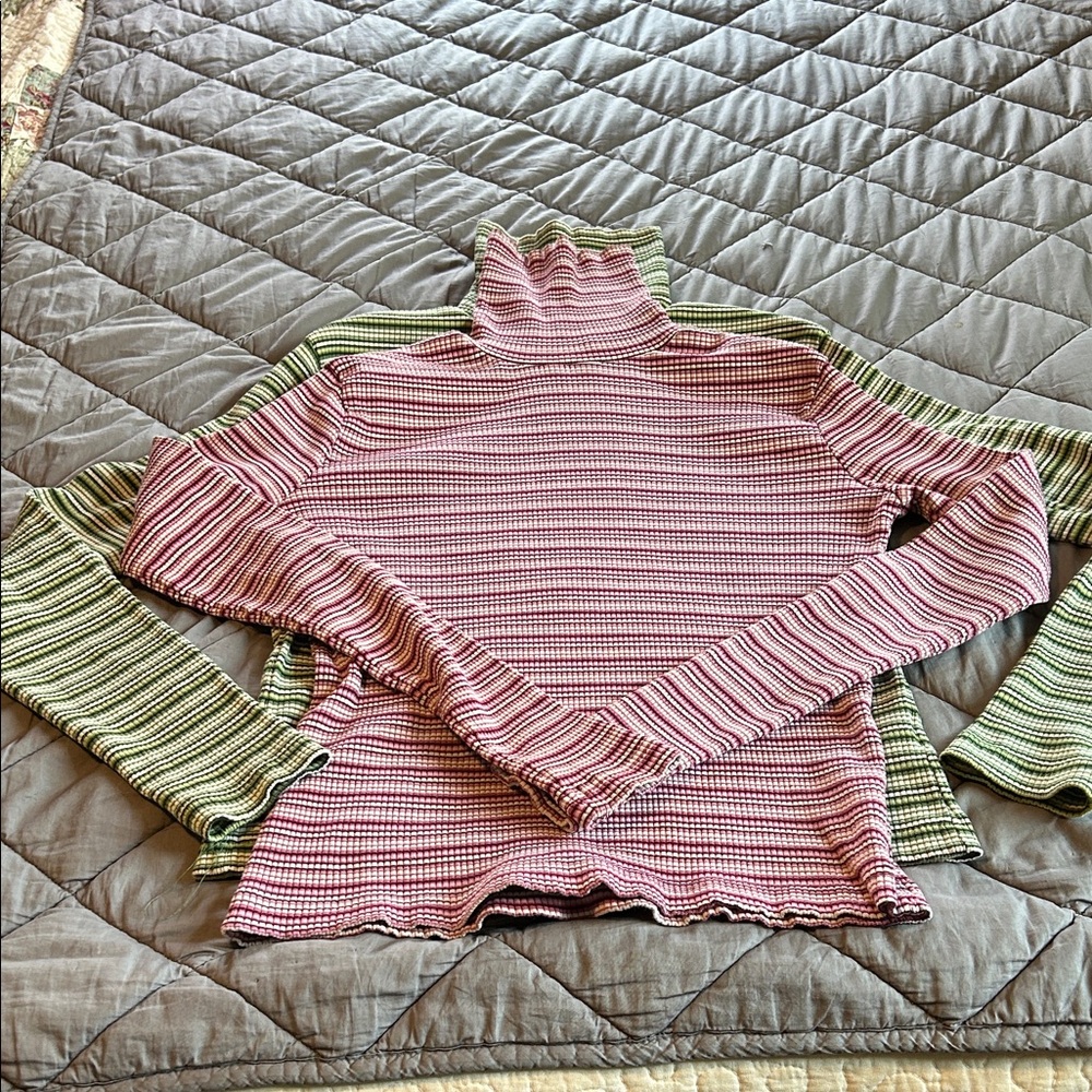 2 Striped Turtleneck Sweater - Picture 1 of 7